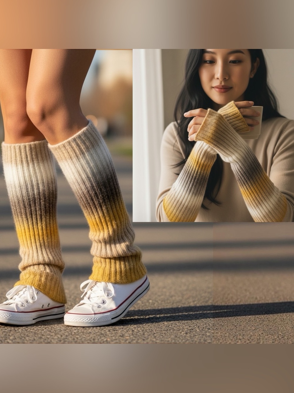 Urban Outfitters Space-Dye Knit Leg Warmers / Arm Warmers.